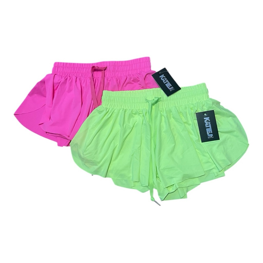 Katie J NYC Farrah Shorts / Skorts - Fluo Pink and Fluo Green